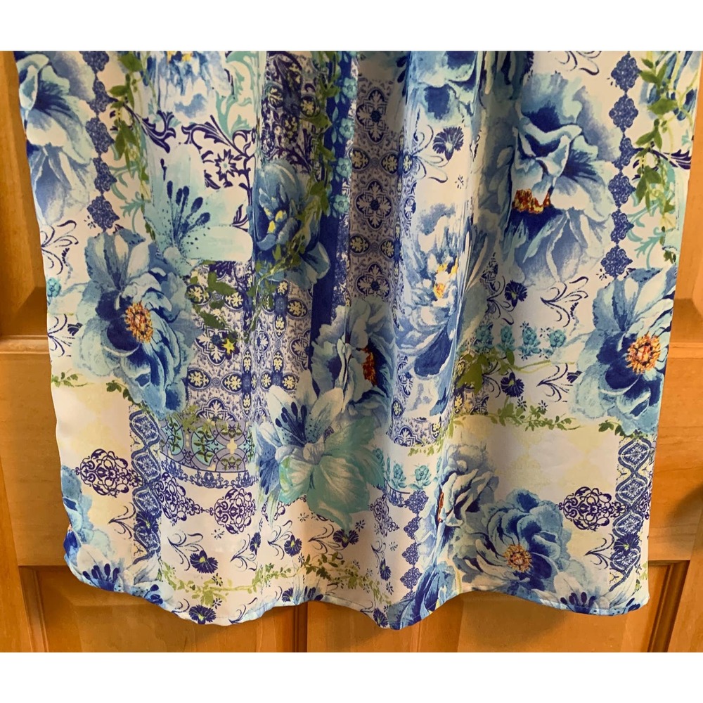 *K236 Fleur Bleve Women's Sleeveless Blouse Sz Lrg Floral Print Vneck Multi EUC - Picture 9 of 10
